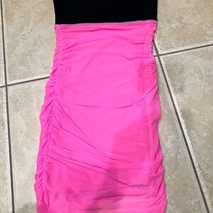 superdown Strapless Hot Pink Ruched Bodycon Dress